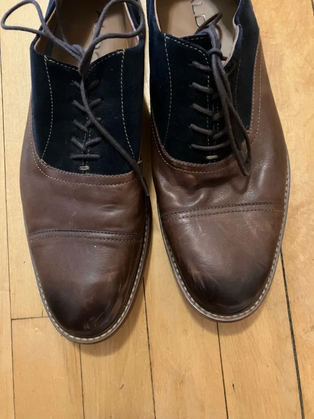 Aldo Blue Suede and Brown Leather Dress Shoes Size 10.5
